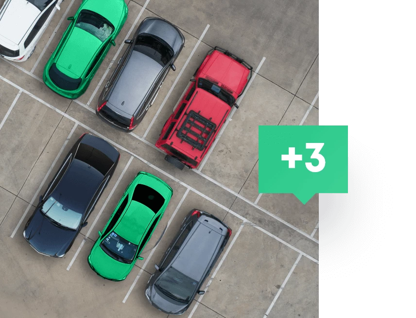 Top view image of cars in a parking lot