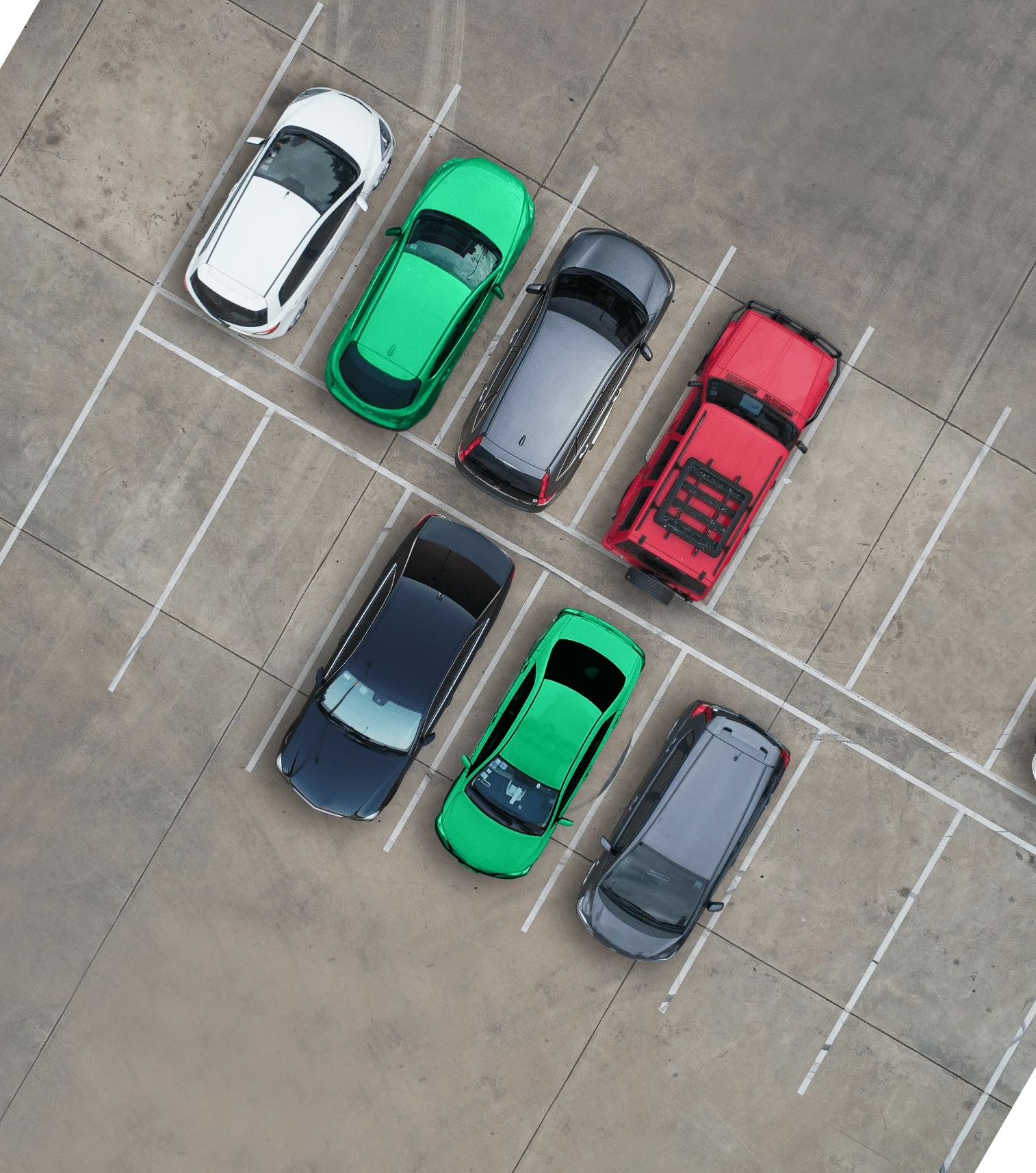 Top view of a parking lot